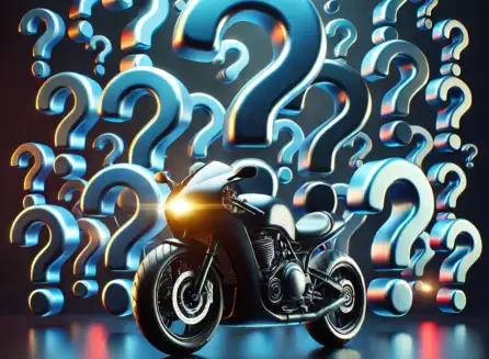 motorcycle with question marks