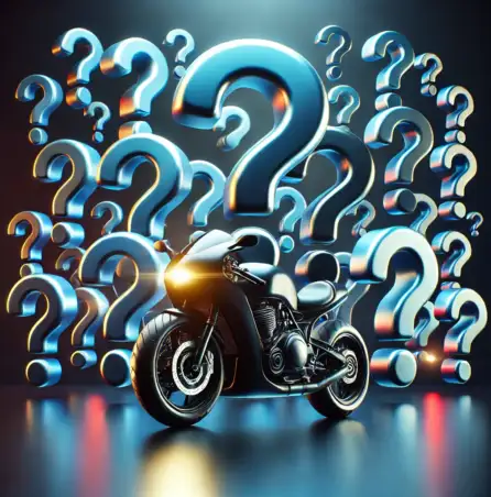 motorcycle with question marks