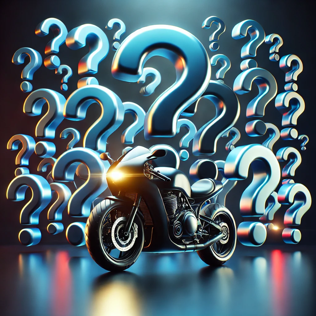 motorcycle with question marks